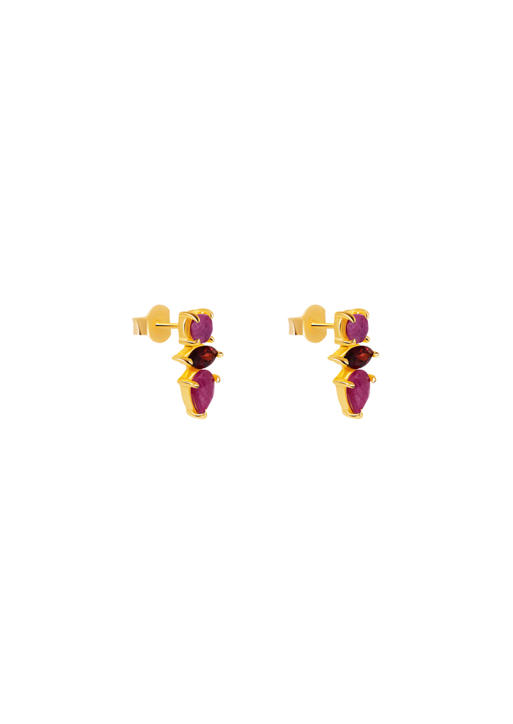 The Fortuna Sapphire & Garnet 18ct Gold Vermeil Drop Earrings