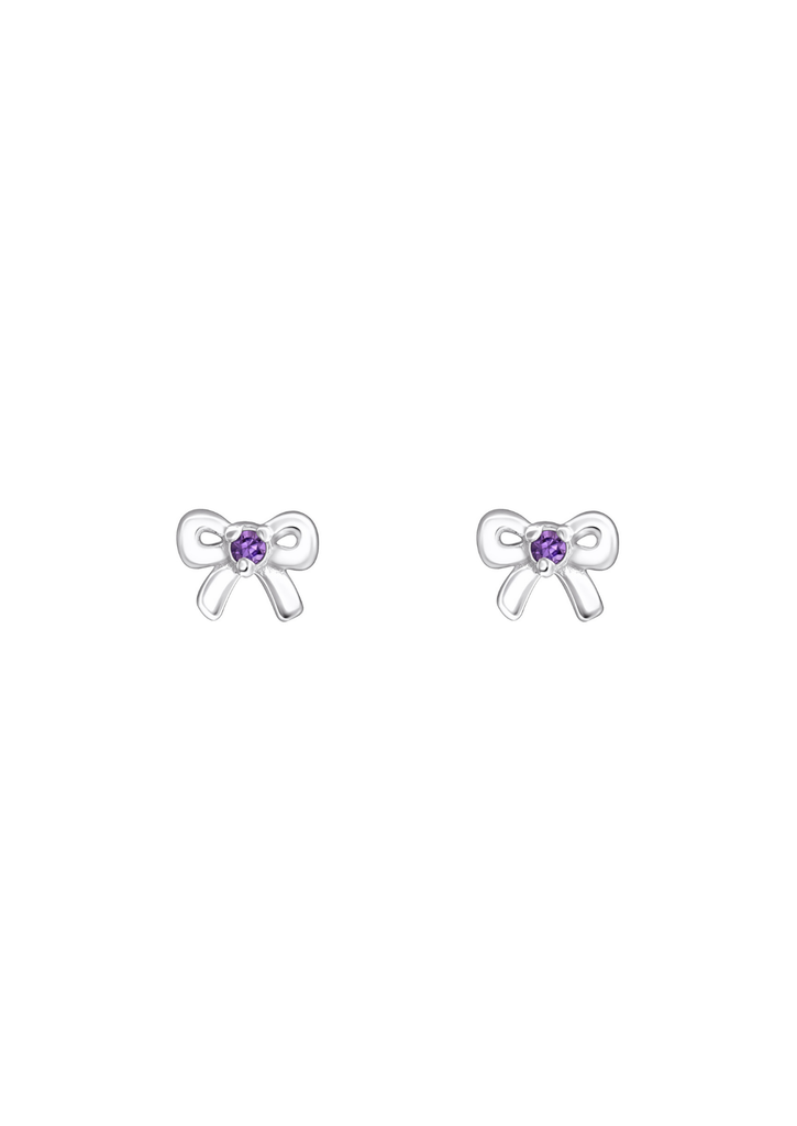 The Bow Amethyst Silver Stud Earrings