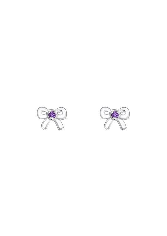 The Bow Amethyst Silver Stud Earrings