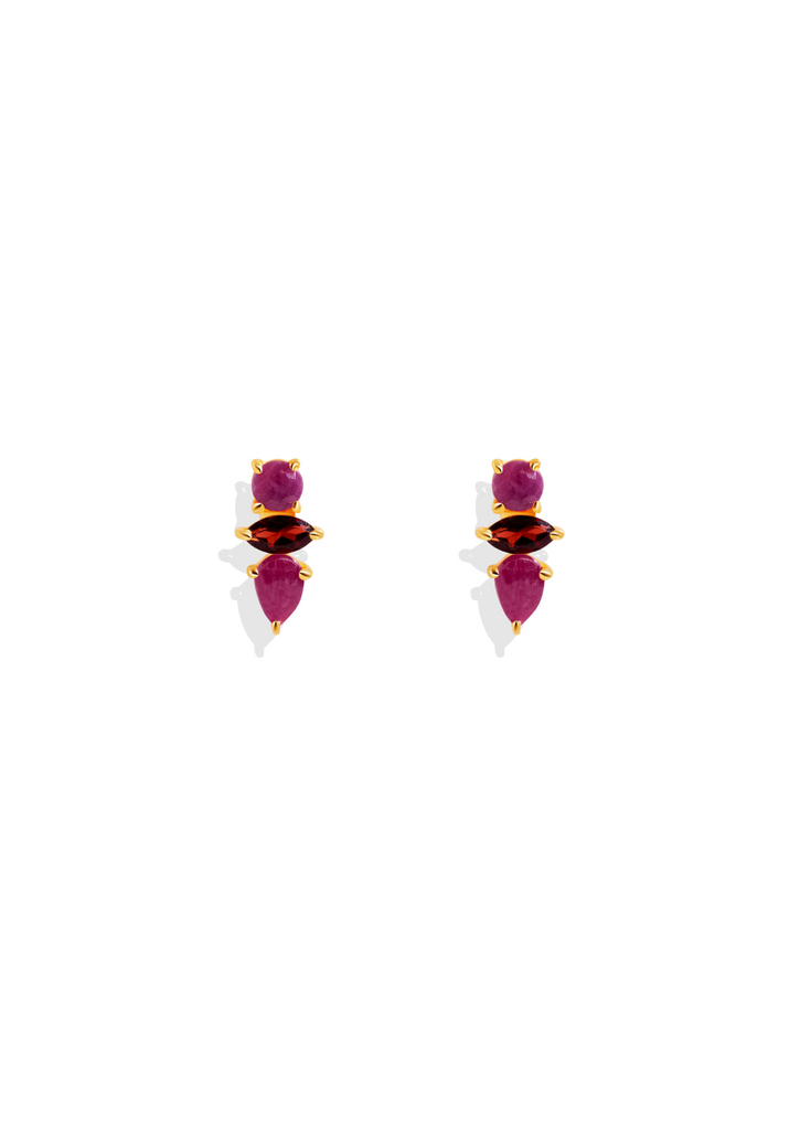 The Fortuna Sapphire & Garnet 18ct Gold Vermeil Drop Earrings