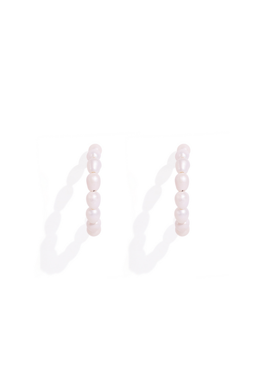 The Serenade Pearl Silver Hoop Earrings