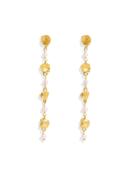 The Flora Pearl 18ct Gold Vermeil Drop Earrings