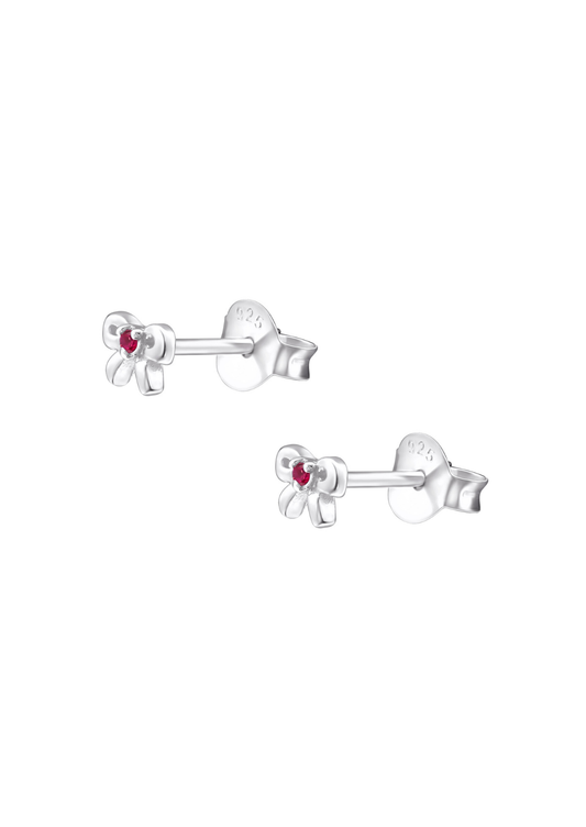 The Bow Ruby Silver Stud Earrings