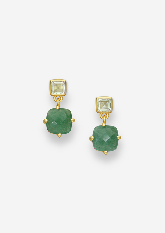 The Valencia Aventurine 18ct Gold Vermeil Drop Earrings