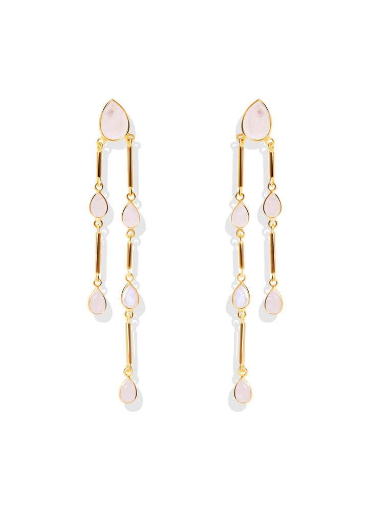 The Venus Moonstone 18ct Gold Vermeil Drop Earrings