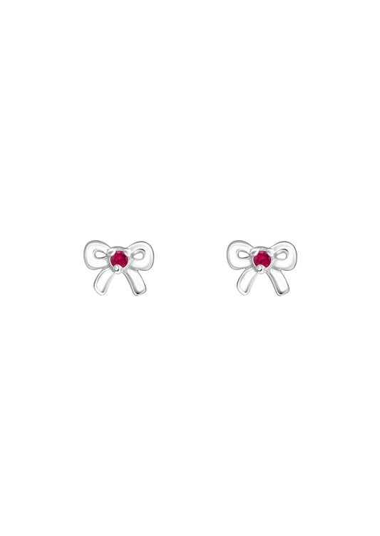 The Bow Ruby Silver Stud Earrings