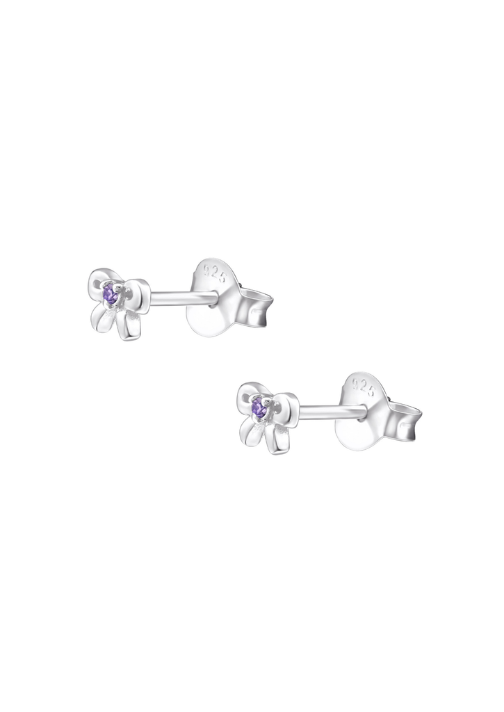 The Bow Light Amethyst Silver Stud Earrings