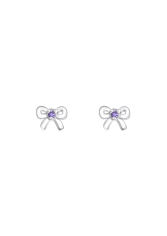 The Bow Light Amethyst Silver Stud Earrings