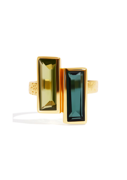 The Terra Tourmaline & Peridot 18ct Gold Vermeil Ring