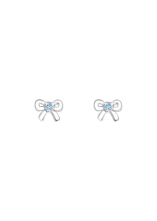 The Bow Aquamarine Silver Stud Earrings