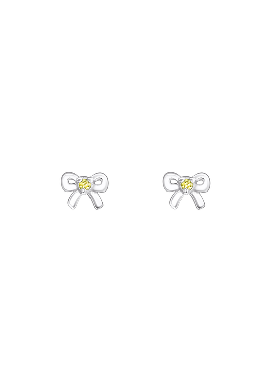 The Bow Citrine Silver Stud Earrings