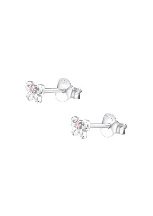 The Bow Pink Tourmaline Silver Stud Earrings