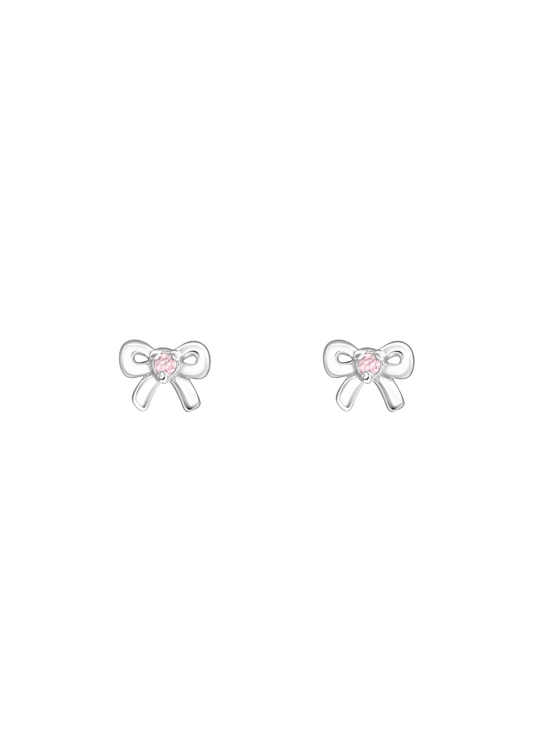 The Bow Pink Tourmaline Silver Stud Earrings