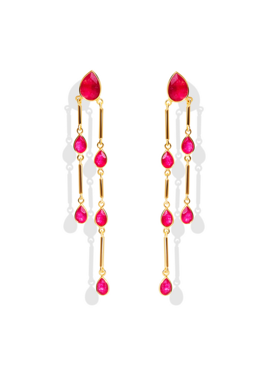 The Venus Pink Jade 18ct Gold Vermeil Drop Earrings