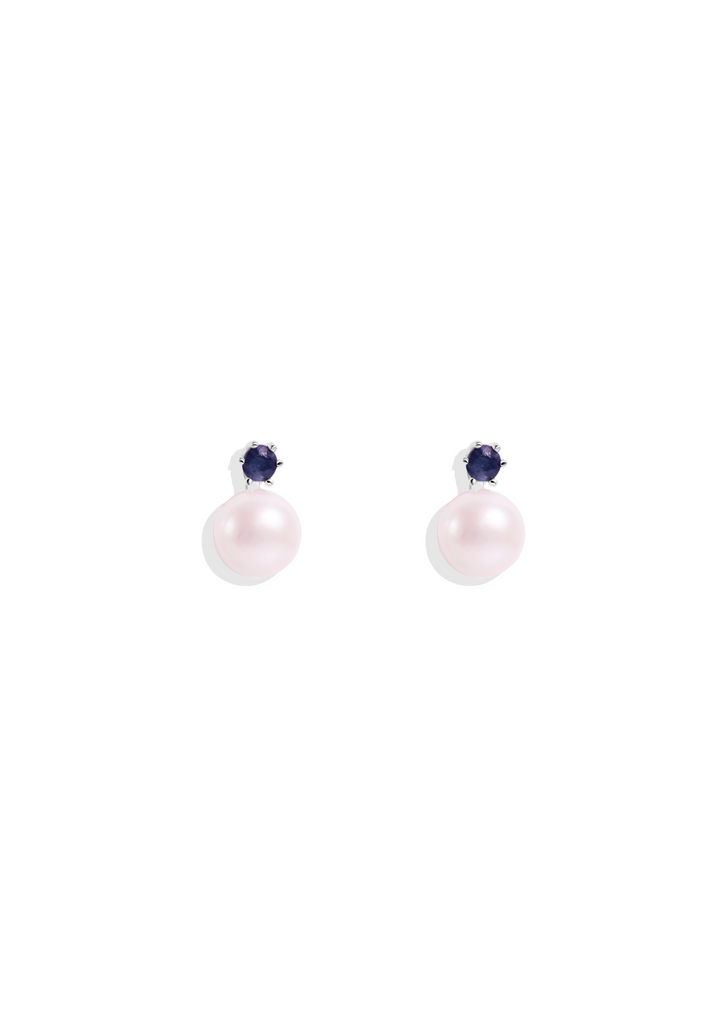 The Diana Sapphire and Pearl Silver Stud Earrings