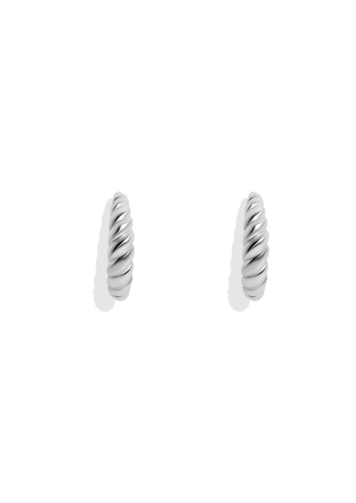 The Croissant Silver Half Hoop Earrings