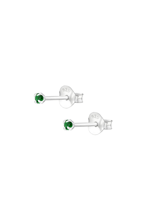 The Petite Fête Emerald Silver Stud Earrings