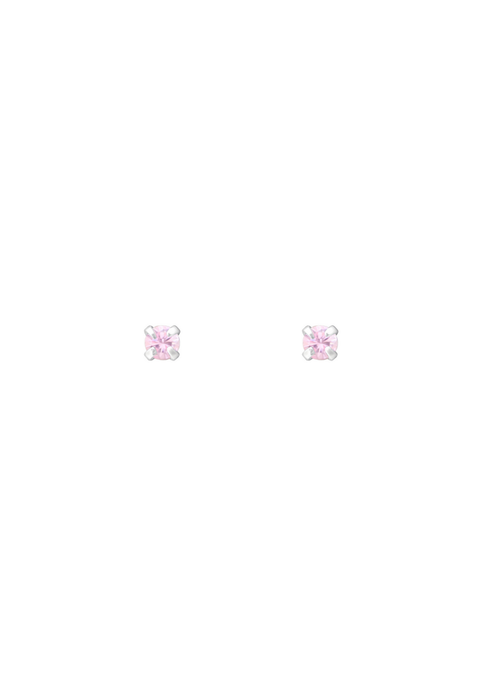 The Petite Fête Pink Tourmaline Silver Stud Earrings