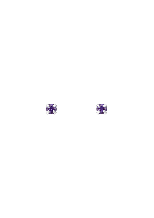 The Petite Fête Amethyst Silver Stud Earrings