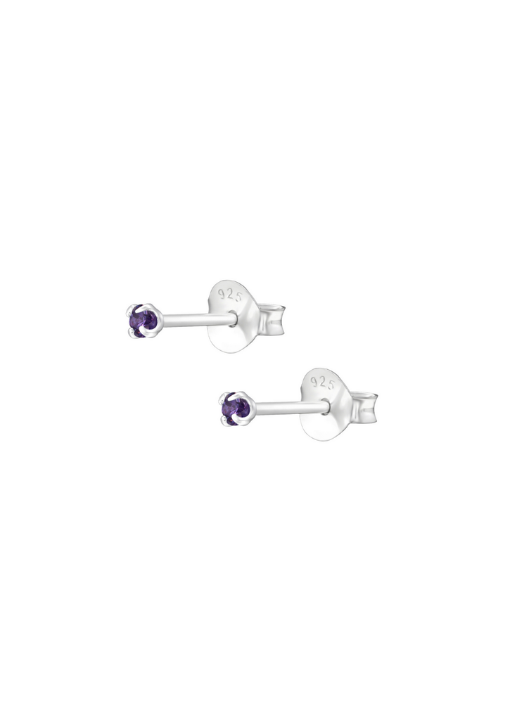 The Petite Fête Amethyst Silver Stud Earrings