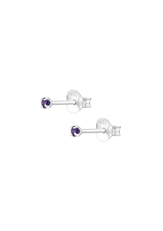 The Petite Fête Amethyst Silver Stud Earrings