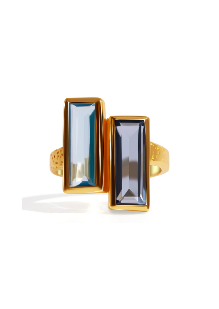 The Terra Iolite & Blue Topaz 18ct Gold Vermeil Ring