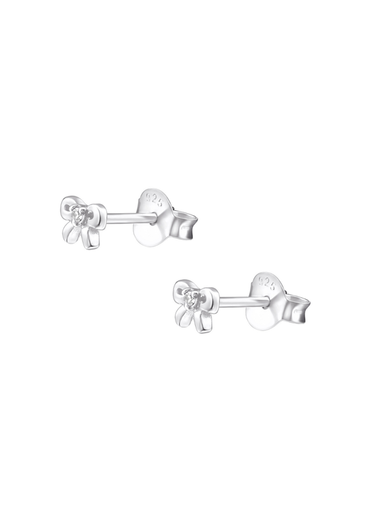 The Bow Crystal Silver Stud Earrings