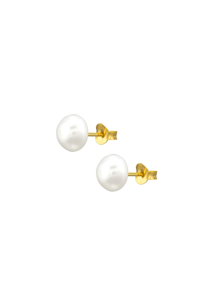 The Siren Pearl Gold Vermeil Stud Earrings (8mm)