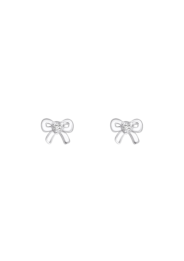 The Bow Crystal Silver Stud Earrings