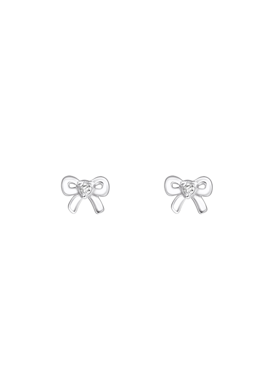 The Bow Crystal Silver Stud Earrings