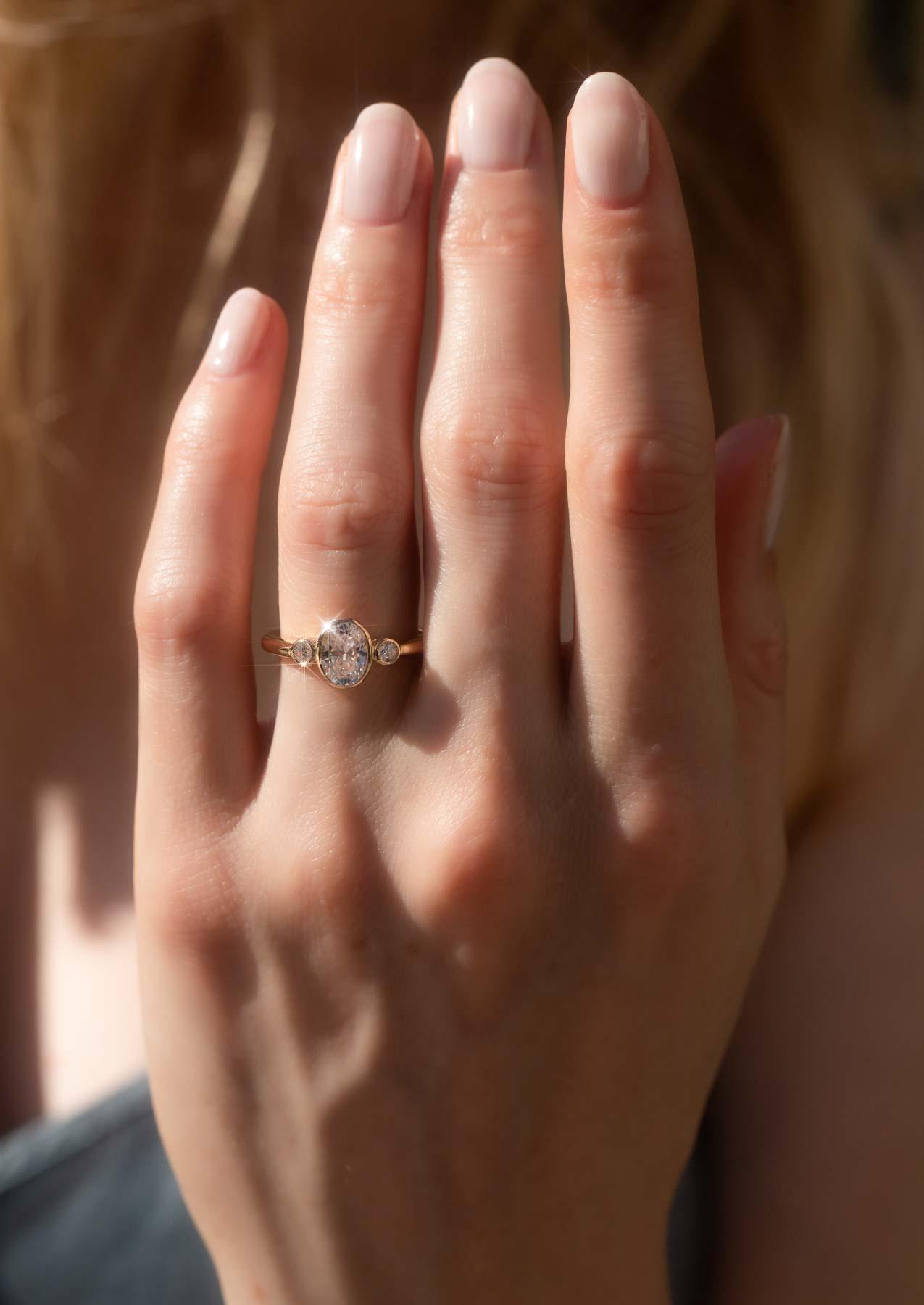 The Beatrice Ring with 0.7ct Oval Cultured Diamond Molten Store