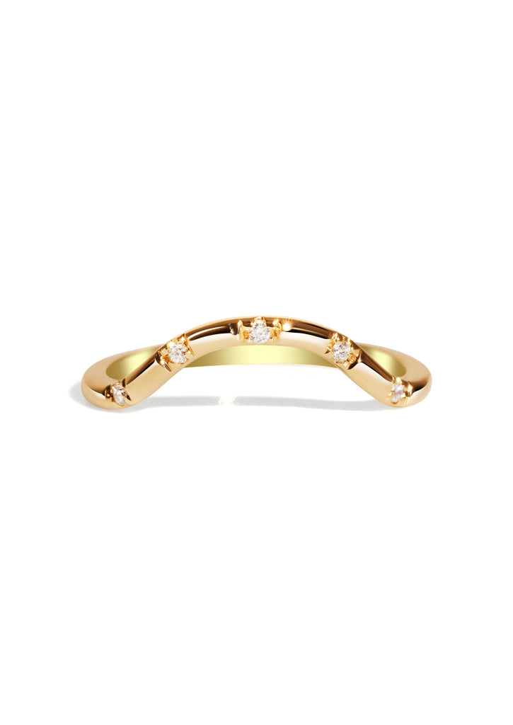 The Curved Lumina Diamond Yellow Gold Band