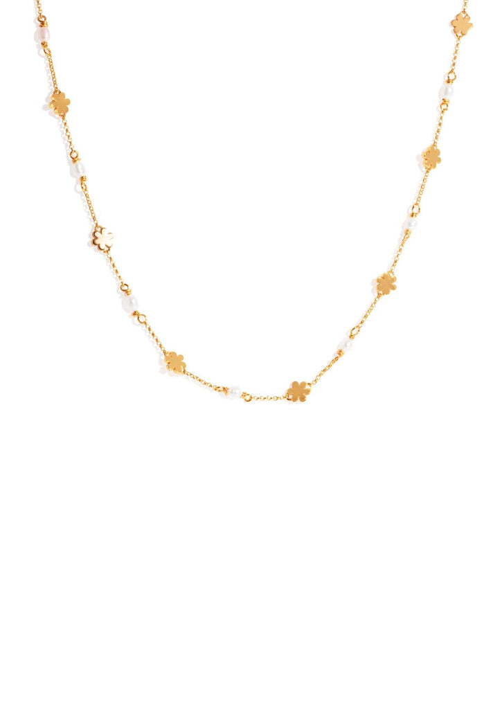 The Daisy Chain Pearl 14ct Gold Vermeil Necklace - Molten Store