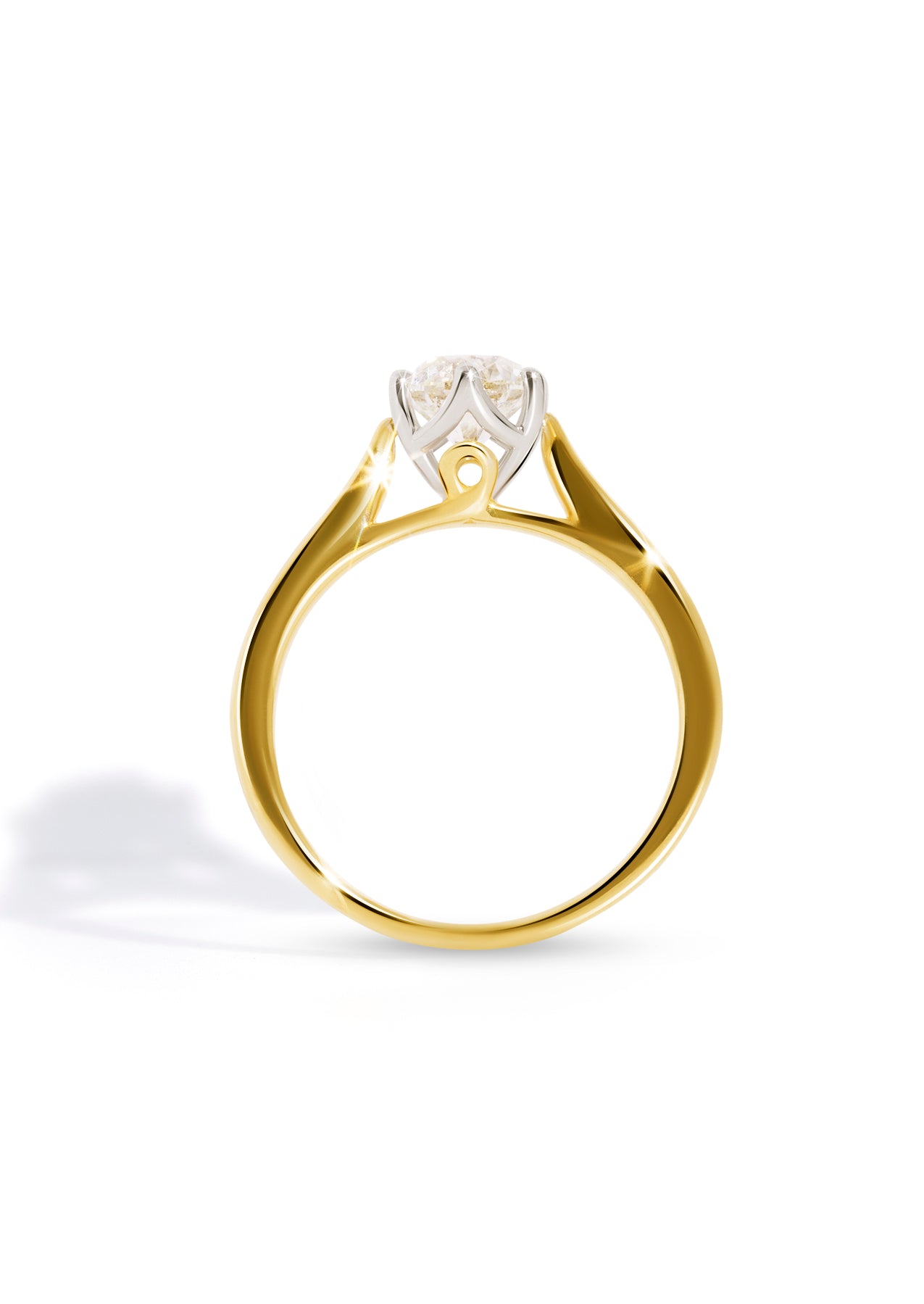 The Novie 18ct Yellow Gold Vintage Ring with 1.01ct Round Brilliant Cut Diamond