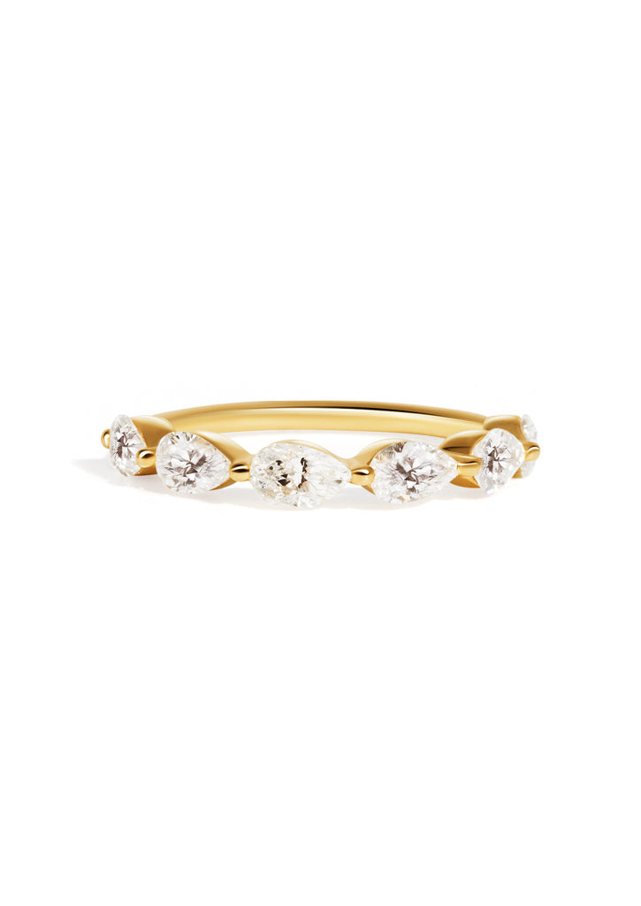 The Half Pirouette Cultured Diamond 9ct Yellow Gold Band