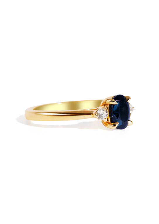 The Ada Ring with 1.01ct Oval Blue Sapphire