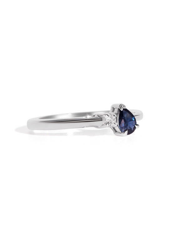 The Toi Et Moi Ring with 0.05ct Round Cultured Diamond & 0.35ct Pear Ceylon Sapphire