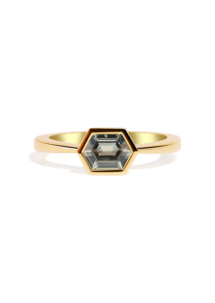 The Isabel Ring with 0.9ct Hexagon Green Sapphire