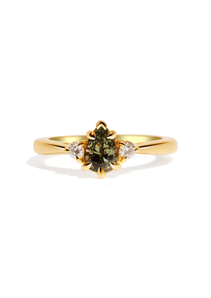 The Ada Ring with 0.85ct Pear Green Sapphire