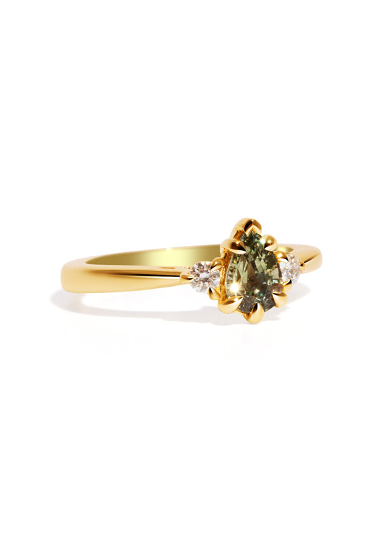 The Ada Ring with 0.85ct Pear Green Sapphire