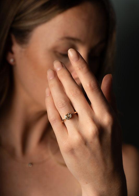 The Isabel Ring with 0.9ct Hexagon Green Sapphire