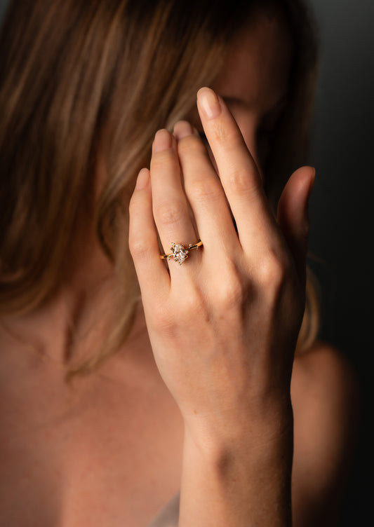 The Juniper Ring with 1.04ct Oval Cultured Diamond