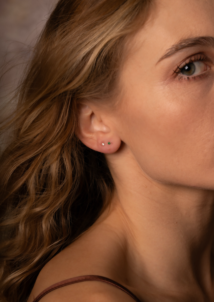 The Petite Fête Emerald Silver Stud Earrings