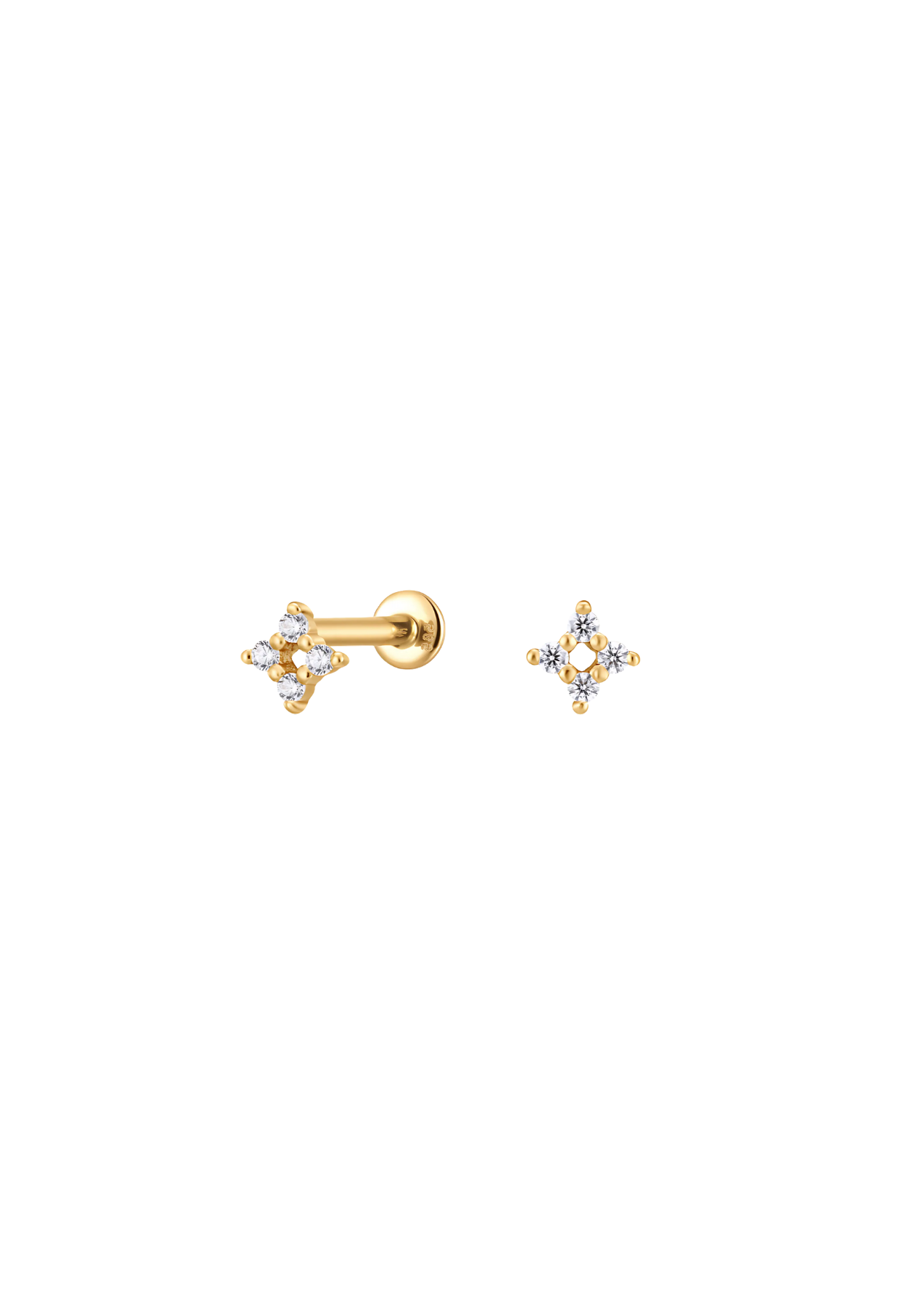 The Starling Diamond 14ct Solid Gold Labret Stud Earrings