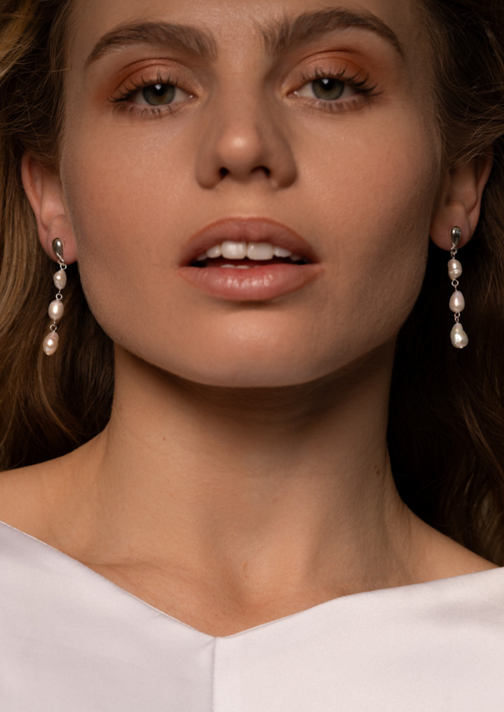 The Gleam Pearl Silver Drop Earrings