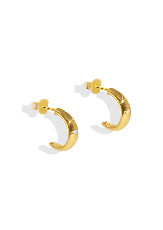 The Starshine 14ct Gold Vermeil Half Hoop Earrings