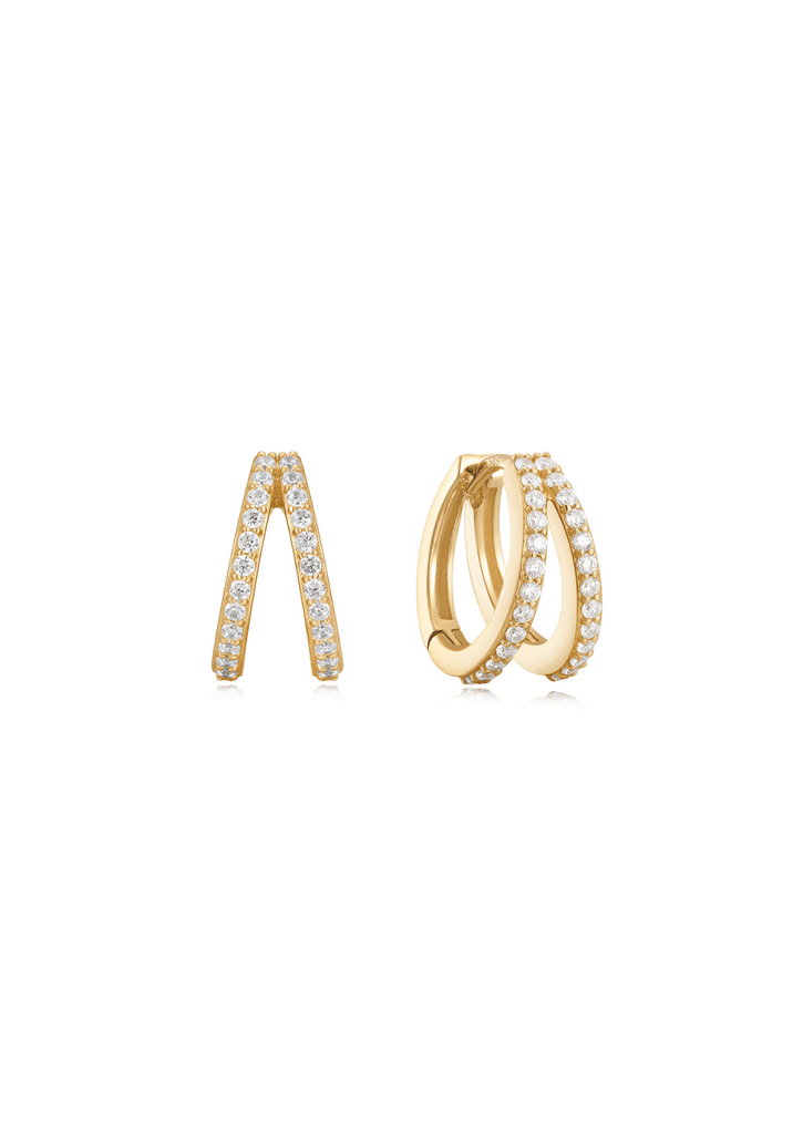 The Whirl Diamond 14ct Solid Gold Hoop Earrings - Molten Store