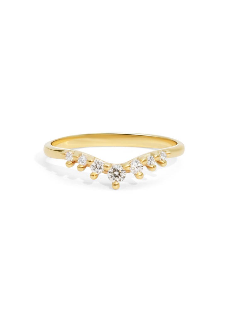 The Petal Diamond Curved Yellow Gold Band