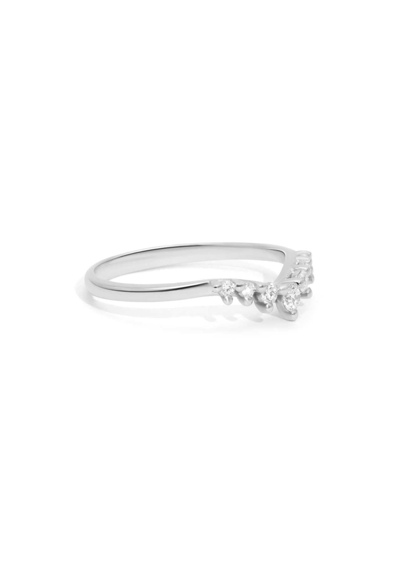 The Petal Diamond Curved Platinum Band