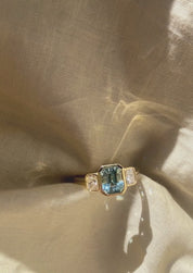 The Beatrice 18ct Yellow Gold Ring with 1.38ct Emerald Cut Aquamarine & .53ct Radiant Cut Diamonds (TDW)